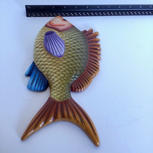 Tonala Signed E. Alvarez Hand Painted Tropical Fish Wall Decor Mexico Pottery - Picture 15 of 15